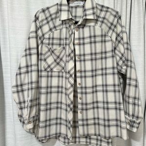 White and grey oversized flannel